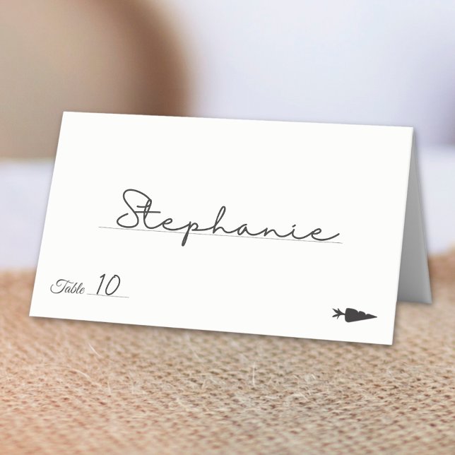 Minimalist Vegetarian Meal Option Table Number Place Card (Creator Uploaded)