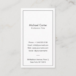 Minimalist Vertical Personal Name and Contact Business Card