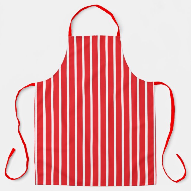 Minimalist Vertical Stripes Red Apron (Front)