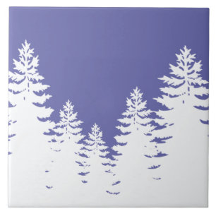 Minimalist very peri pine tree silhouette        ceramic tile