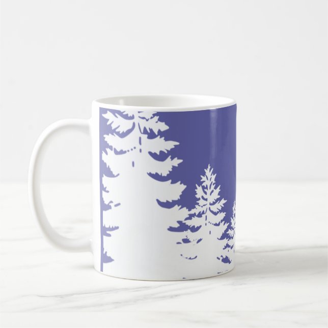 Minimalist very peri pine tree silhouette      coffee mug (Left)