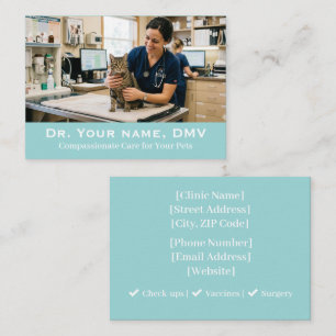 Minimalist Veterinary Clinic Customisable Photo Business Card