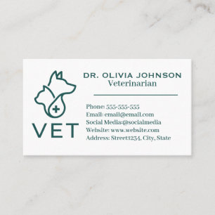 Minimalist Veterinary Customisable Business Card