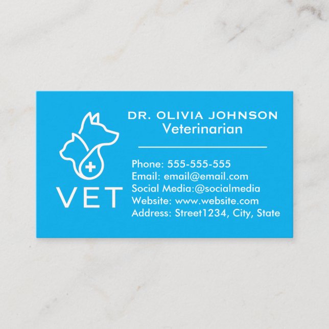 Minimalist Veterinary Customisable Business Card  (Front)