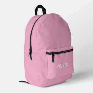Minimalist Vibrant Bubblegum Pink Personalised Printed Backpack