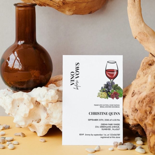 Minimalist Vino before the vows Bridal Shower wine Invitation (Creator Uploaded)