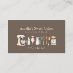 Minimalist Vintage Baking Supplies Bakery Business Card
