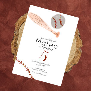 Minimalist Vintage Baseball Birthday Party Invitation