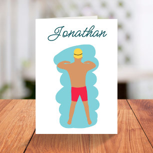 Minimalist vintage breaststroke swimming birthday  card