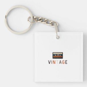 Minimalist Vintage Cassette Tape Illustration Key Ring