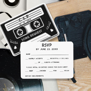 Minimalist Vintage Classic Cassette Tape RSVP   Enclosure Card