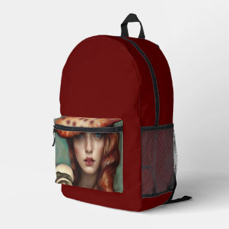 minimalist vintage designer mushroom trippy printed backpack