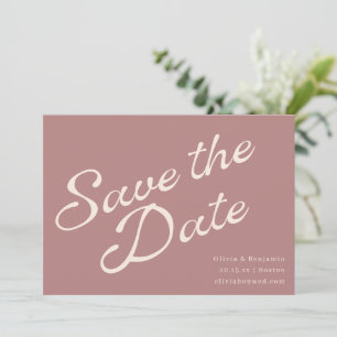 Minimalist Vintage Elegant Script Dusty Rose Mauve Save The Date