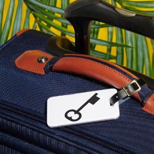Minimalist Vintage Key Silhouette  Luggage Tag