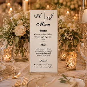 Minimalist Vintage Monogram Fine Art Wedding Menu