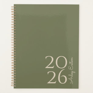 Minimalist Vintage Olive Custom Personal Monthly Planner