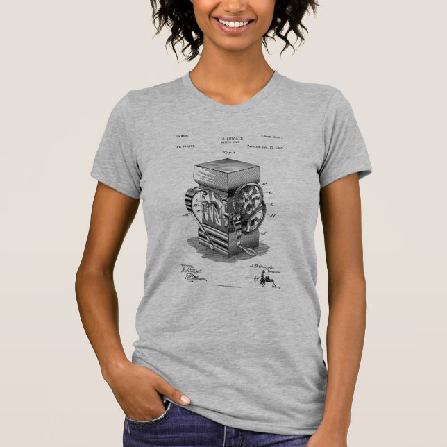 Minimalist Vintage Patent Art Drawing Coffee Mill T-Shirt (Front)