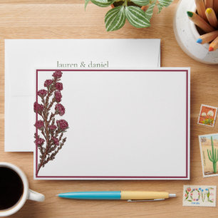 Minimalist Vintage Pink Floral Wedding Envelope