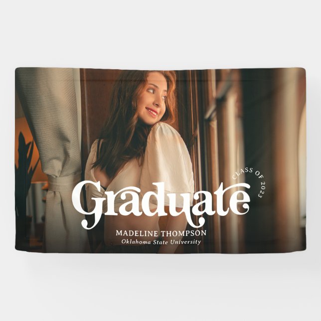Minimalist Vintage Retro Photo Graduation Banner (Horizontal)