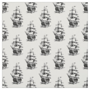 Minimalist Vintage Sailing Ship Pattern Design Fabric