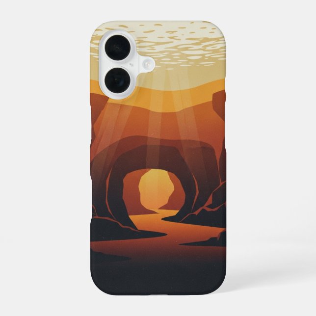 Minimalist Vintage Submarine Grotto iPhone 16 Case (Back)