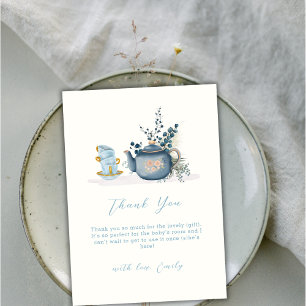 Minimalist Vintage Tea Party Brewing Baby Shower Thank You Card