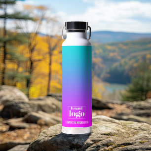 Minimalist Violet Aqua Gradient Elemental Logo Water Bottle