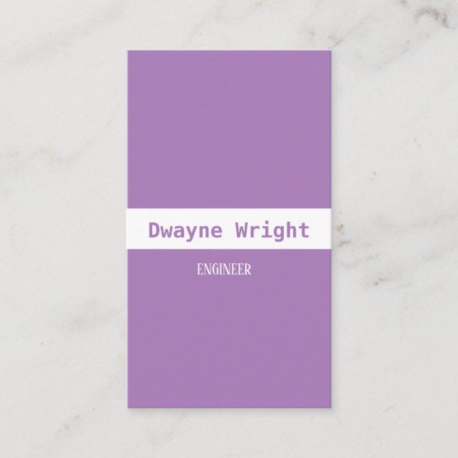 Minimalist violet purple and white business card (Front)