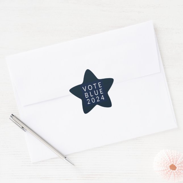 Minimalist Vote Blue Kamala Harris 2024 Star Sticker (Envelope)