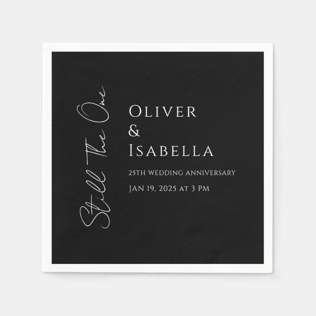 Minimalist vow renewal 25th wedding anniversary napkin (Front)