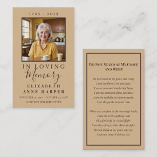 Minimalist Warm Sand Photo Funeral Card