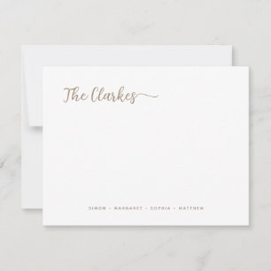 Minimalist Warm Taupe Family Stationery Card