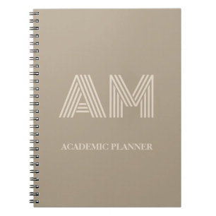 Minimalist Warm Taupe Neutral Monogram Notebook