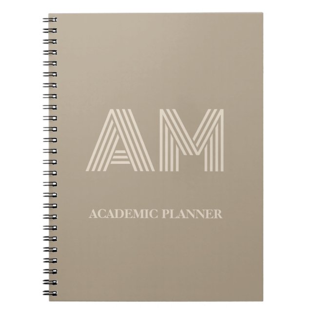 Minimalist Warm Taupe Neutral Monogram Notebook (Front)
