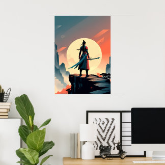 Minimalist Warrior with Sword Gaming  Poster