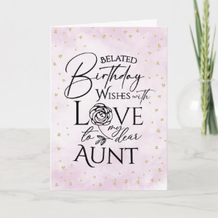 Minimalist Watercolor Belated Birthday Card Aunt
