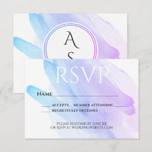 minimalist watercolor blue purple RSVP card