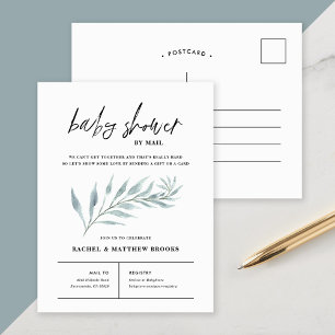 Minimalist Watercolor Botanical Baby Shower Holiday Postcard