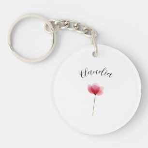 Minimalist Watercolor Botanical Floral Trendy Cute Key Ring