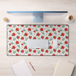 Minimalist Watercolor Botanical Poinsettia Desk Mat
