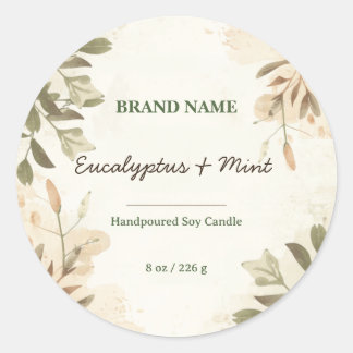 Minimalist Watercolor Candle Jar Custom Logo Label