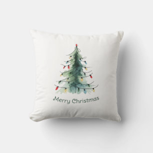 Minimalist Watercolor Christmas Tree Cushion