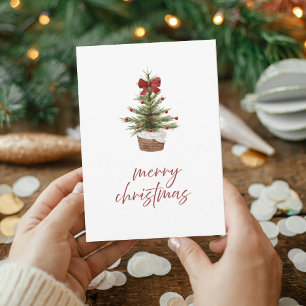 Minimalist Watercolor Christmas Tree Family Card