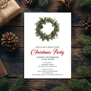Minimalist Watercolor Christmas Wreath Party Invitation