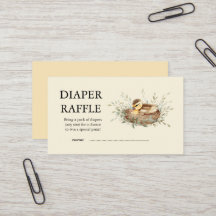Minimalist Watercolor Duckling Diaper Raffle Ticke