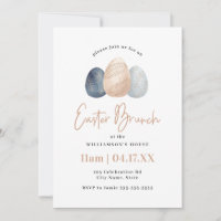 Minimalist Watercolor Easter Egg Brunch Invitation