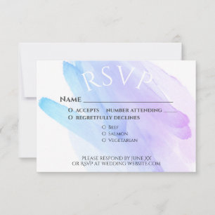 minimalist watercolor elegant wedding blue purple RSVP card