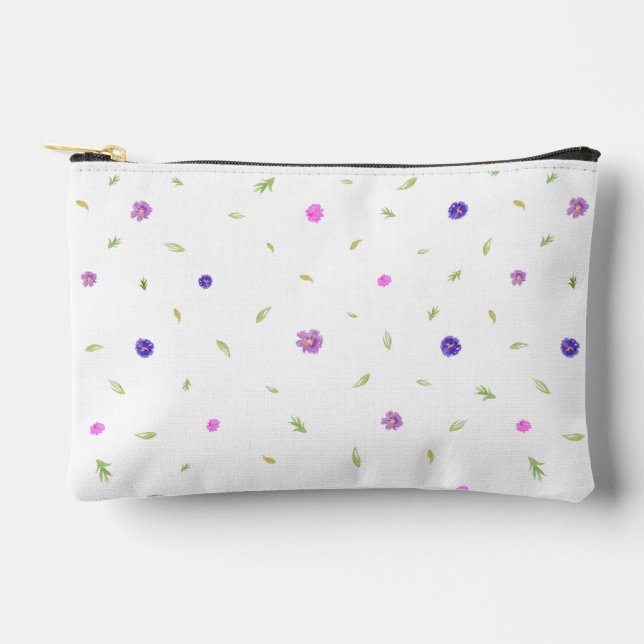Minimalist Watercolor Floral Accessory Pouch (Front)
