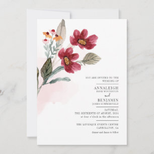 Minimalist Watercolor Floral Wedding Invitation