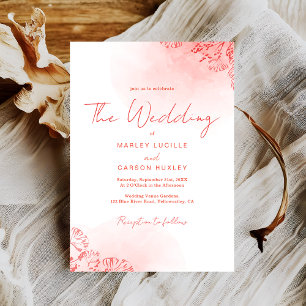 Minimalist Watercolor Foliage Terracotta Wedding Invitation